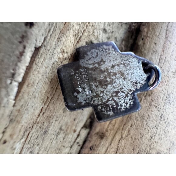 Theda Sterling Silver Jesus Christ Cross Pendant Raised Relief Crown of Thorns - Picture 3 of 6